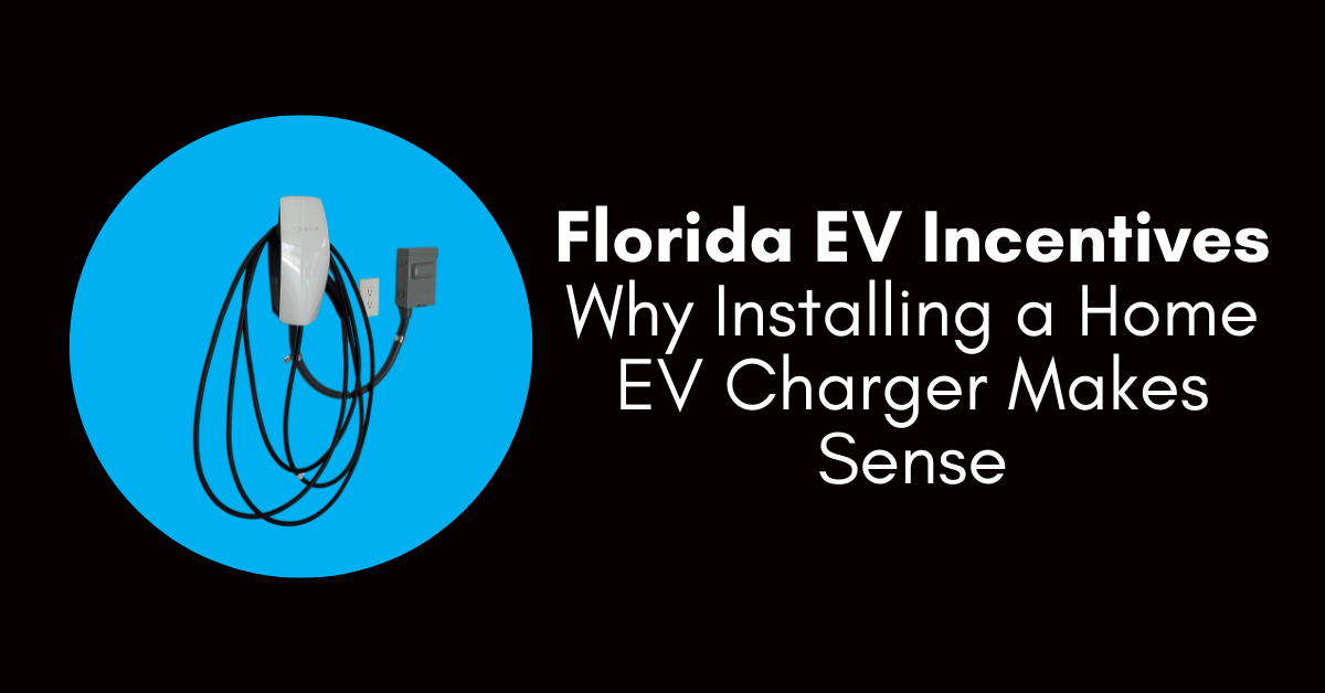 Graphic with title text and example of EV charger
