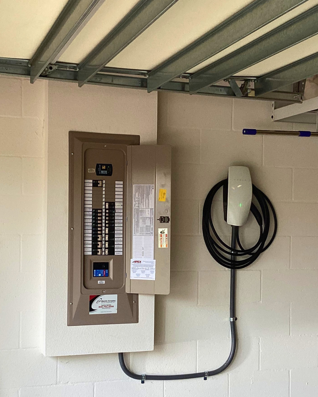 Tesla charger connect to an electrical panel.